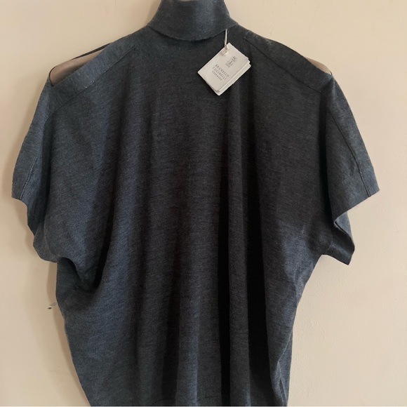 NWT Brunello Cucinelli Cashmere Sweater Turtleneck Italy Size M Monili Sleeve - Picture 7 of 13